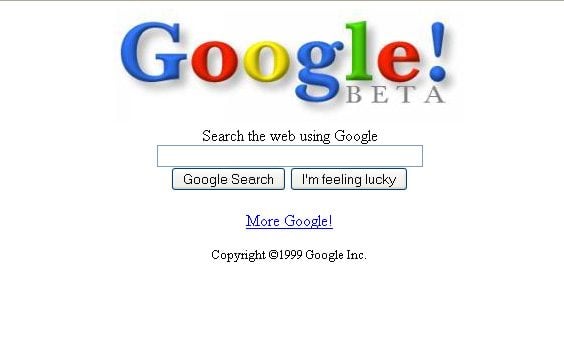 La page d'accueil de Google France en 1999