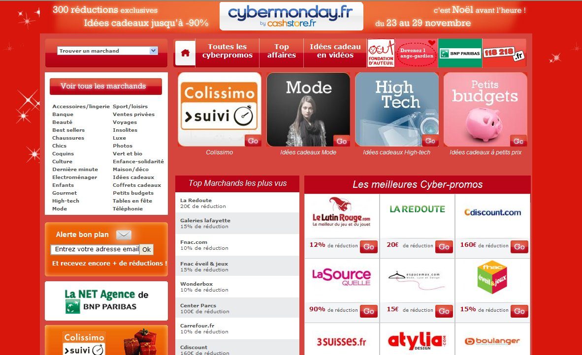 Le site Cybermonday.fr ne reste en ligne qu'une semaine. Il recense près de 300 offres promotionnelles.