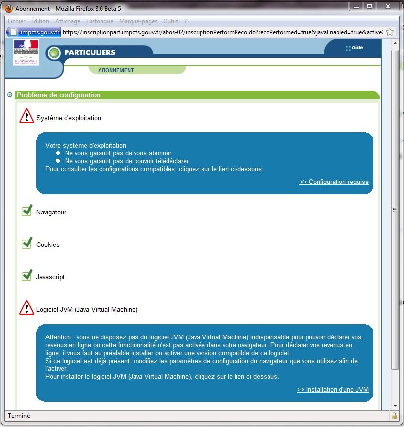 Ca passe avec Firefox 3.6 bêta 5, malgré les messages d'erreur.
