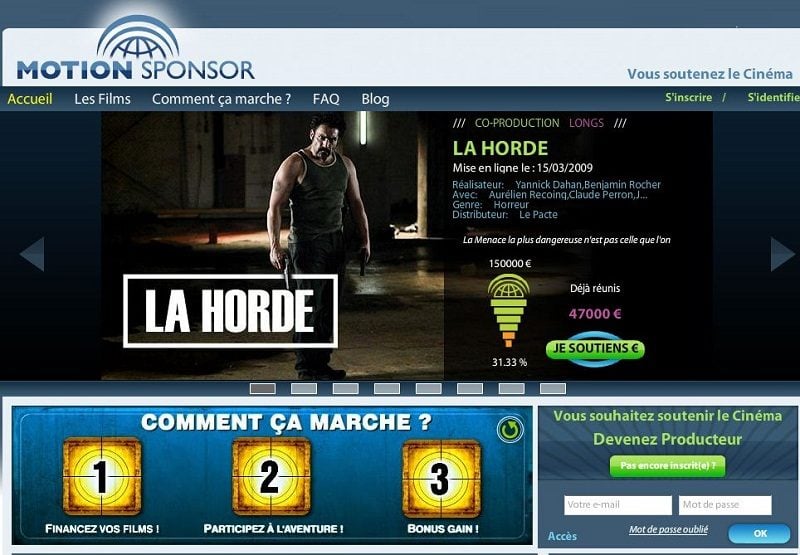 Motionsponsor.com a financé en partie La Horde