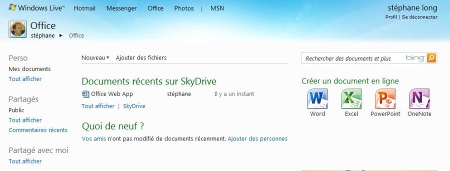 Les documents sont stockés sur SkyDrive, le service de stockage en ligne de Microsoft.