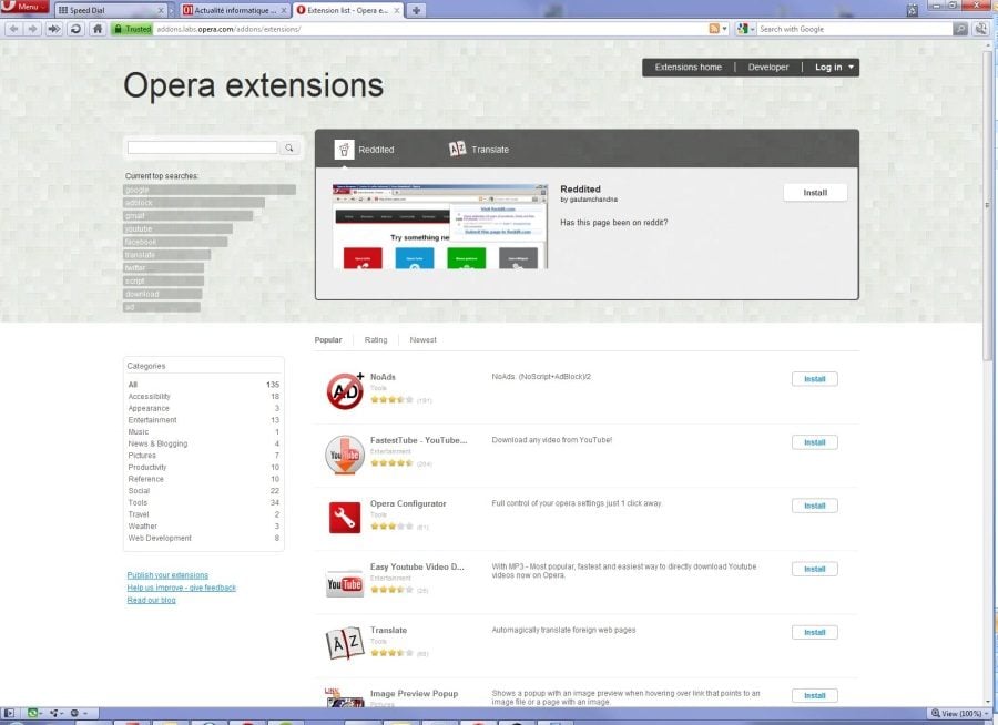 Opera 11 bêta disponible en téléchargement, avec les extensions