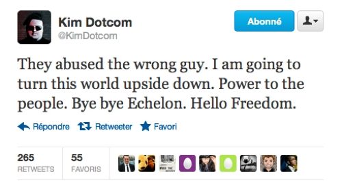 Tweet vindicatif de Kim Dotcom