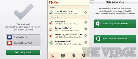 Captures d'écran d'Office pour iOS