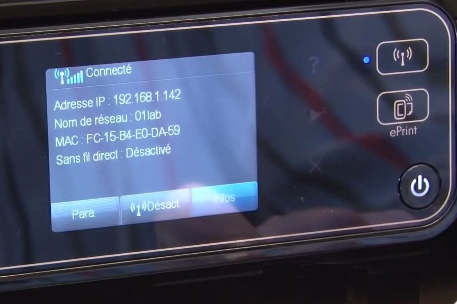 Configuration Wi-Fi sur écran tactile
