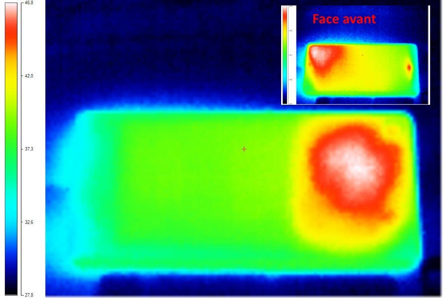 Le blanc sur cette photo infrarouge du Z3 montre ses parties les plus chaudes en charge.
