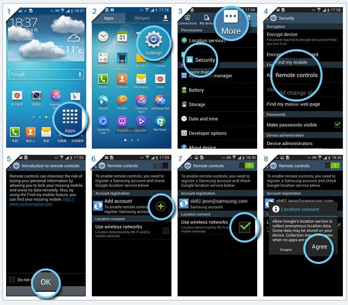 Comment trouver la fonction "Contrôle à distance" sur un Samsung Galaxy S5