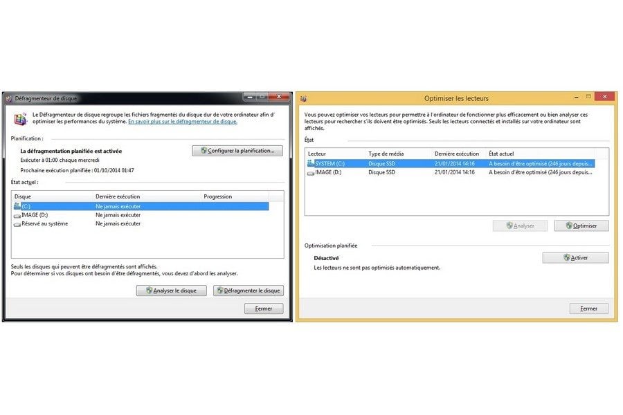 La défragmentation sous Windows 7 devient l'optimisation sous Windows 8