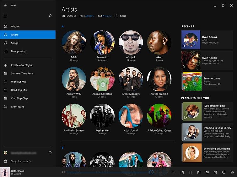 La nouvelle application « Music » de Windows 10