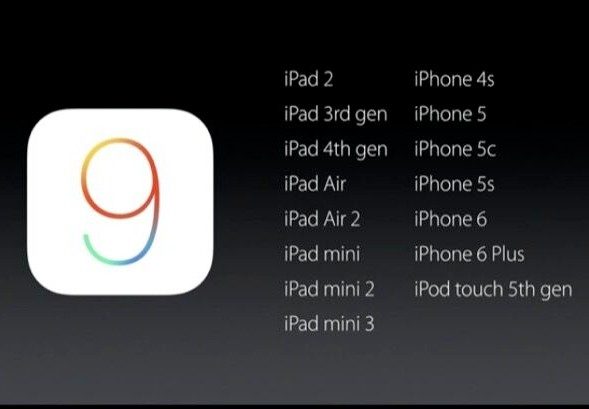 iOS 9 est compatible avec les anciens appareils.