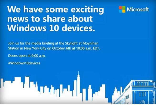 L'invitation de Microsoft pour le 6 octobre