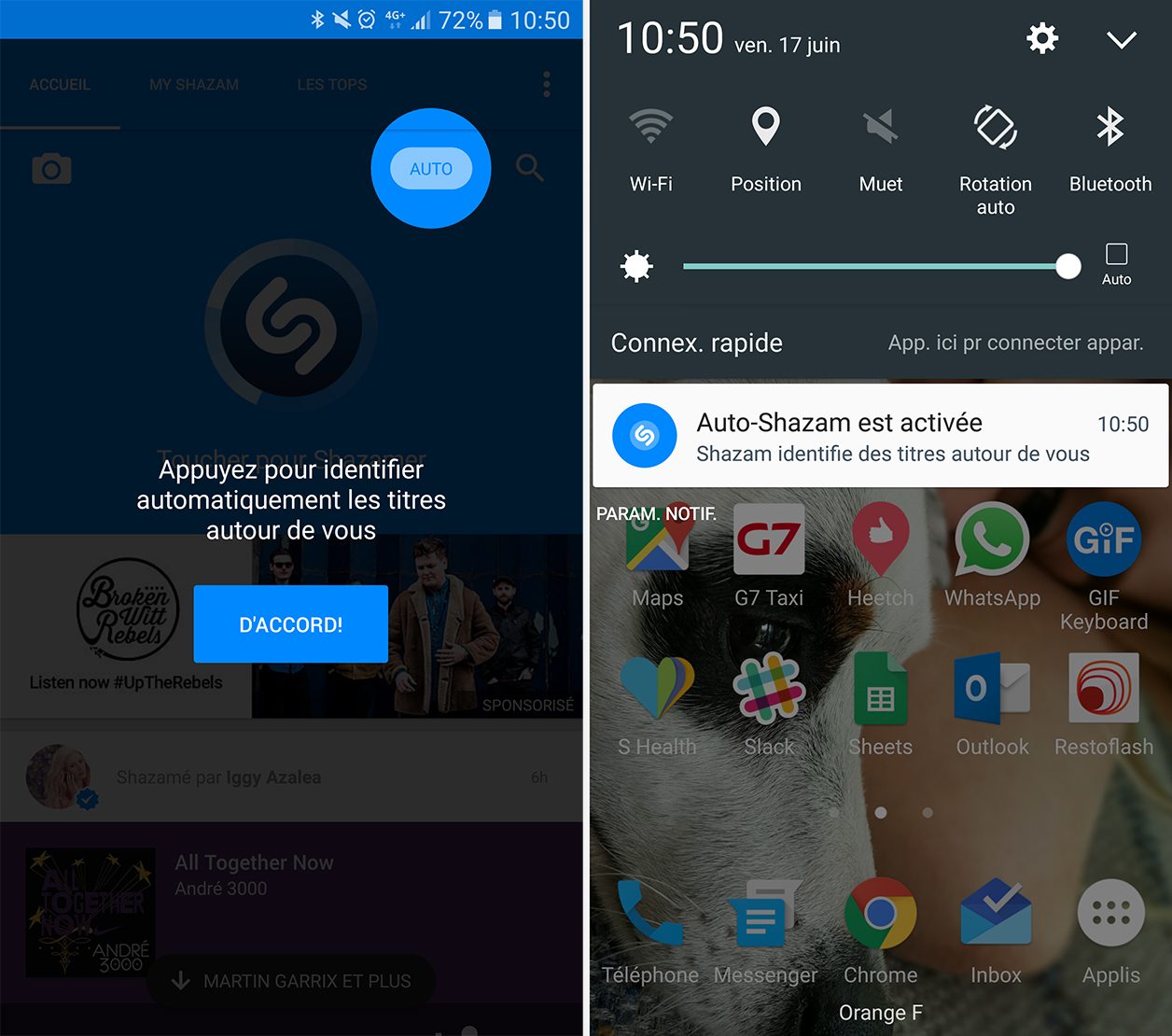 La nouvelle fonction Auto Shazam sur Android