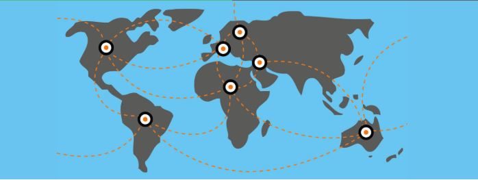 Les grands axes des câbles en fibre optique sous-marins déployés, exploités et maintenus par Orange.