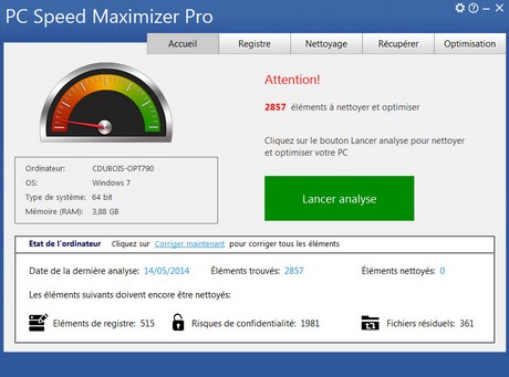 Capture d'écran PC Speed Maximizer 