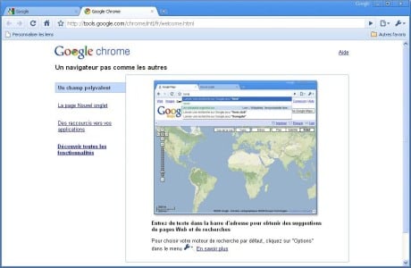 Capture d'écran Google Chrome 17 Beta