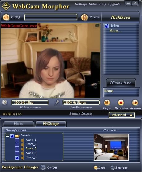 Capture d'écran AV Webcam Morpher