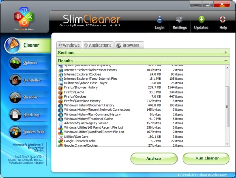 Capture d'écran SlimCleaner