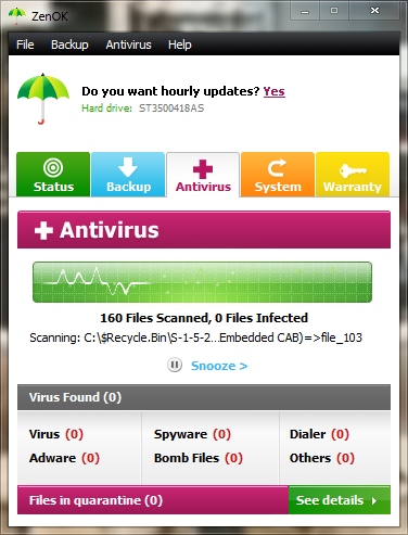 Capture d'écran ZenOk Free Antivirus