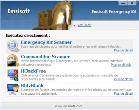 Capture d'écran Emsisoft Emergency Kit