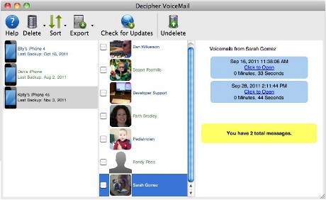 Capture d'écran Decipher VoiceMail