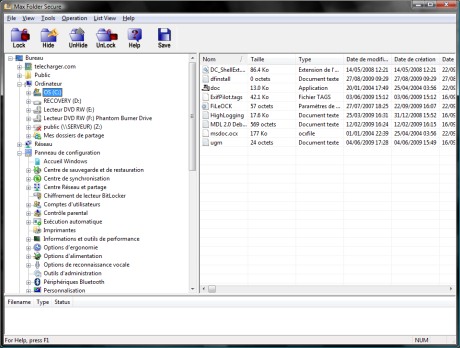 Capture d'écran Max Folder Secure