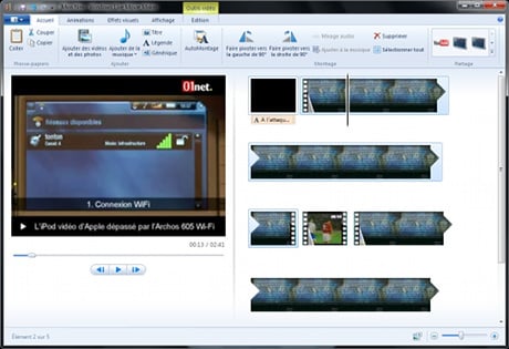 Capture d'écran Windows Live Movie Maker 2012