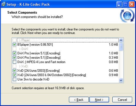 Capture d'écran K-Lite Codec Pack Basic