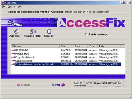 Capture d'écran AccessFIX