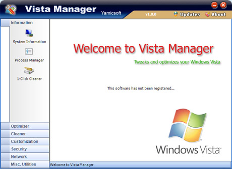 Capture d'écran Vista Manager