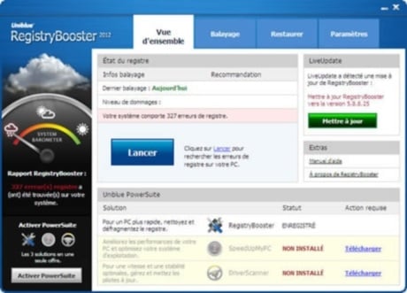 Capture d'écran RegistryBooster 2012