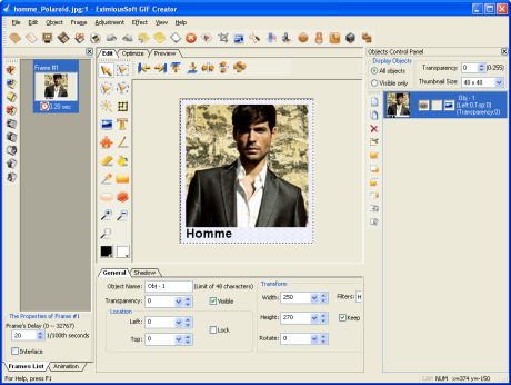 Capture d'écran EximiousSoft GIF Creator