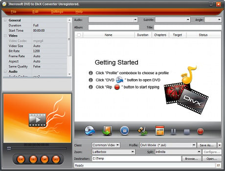 Capture d'écran 3herosoft DVD to DivX Converter