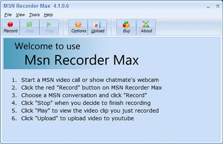 Capture d'écran MSN Recorder Max