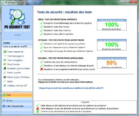 Capture d'écran PC Security Test 2013
