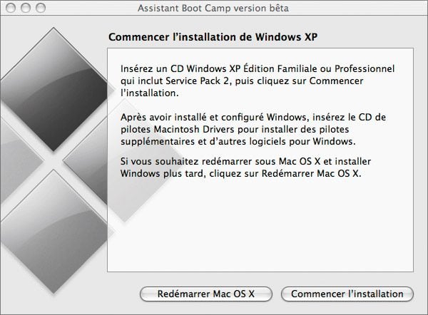 Cinq étapes pour installer Windows XP sur un Mac