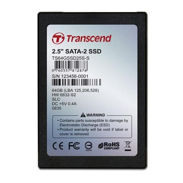 Transcend 2,5'' SATA-2 SSD 64 Go MLC - Fiche technique 