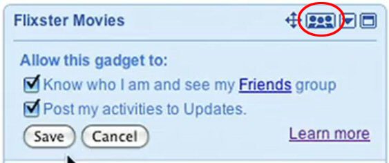 Une icône pour signaler un gadget social