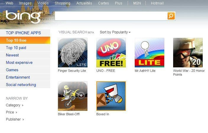 Des sous-catégories pour filtrer les résultats de recherche