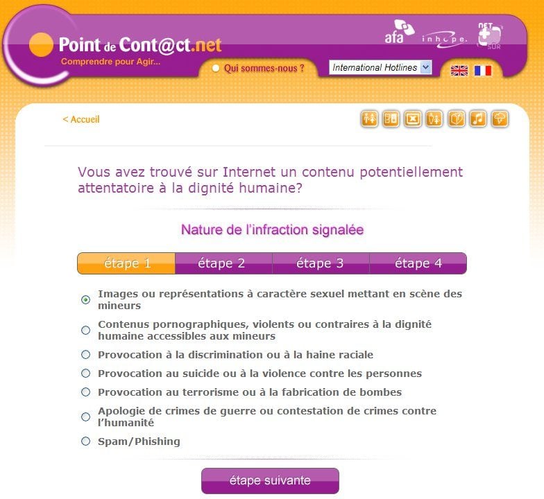 Le formulaire de signalement.