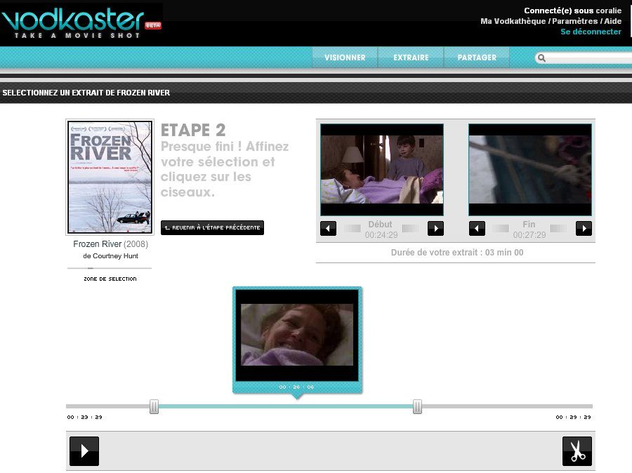 L'outil de selection des extraits
