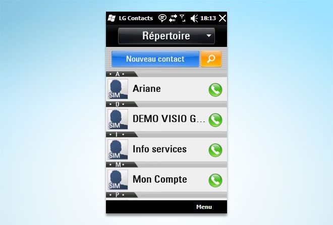 Le répertoire de LG