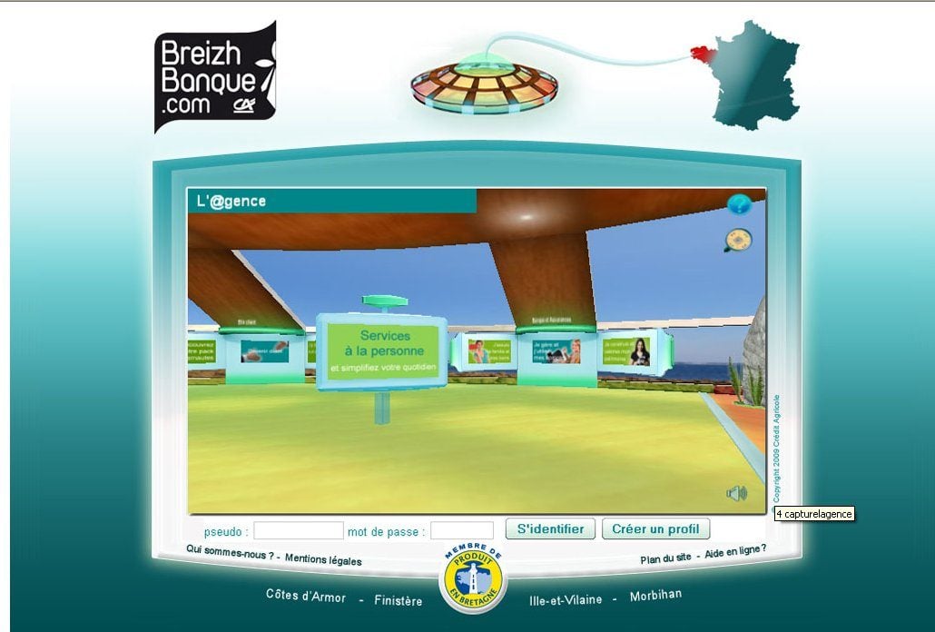 L'interface en 3D de l'agence virtuelle