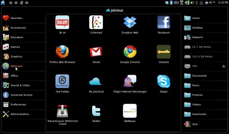 Jolicloud launcher