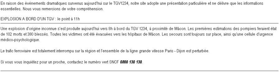 Le message alarmiste de la SNCF était une erreur.