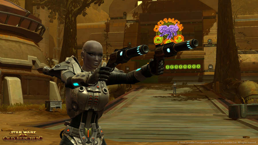 Une armure, deux blasters, une chasseuse de primes