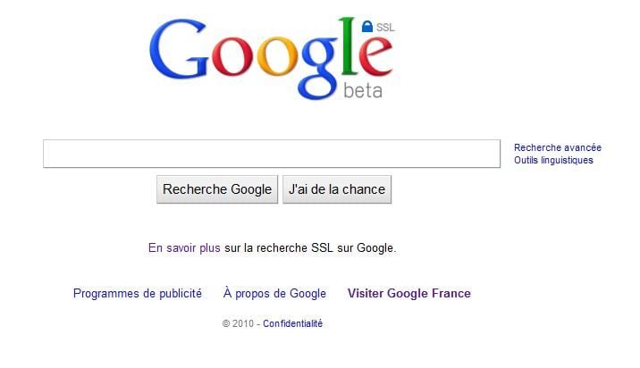 Google en version chiffrée (https).