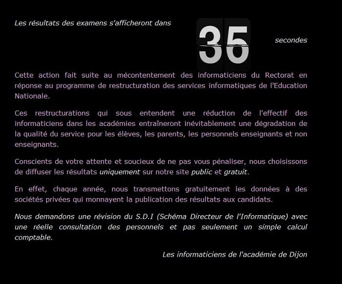 Un message d'avertissement de l'académie de Dijon