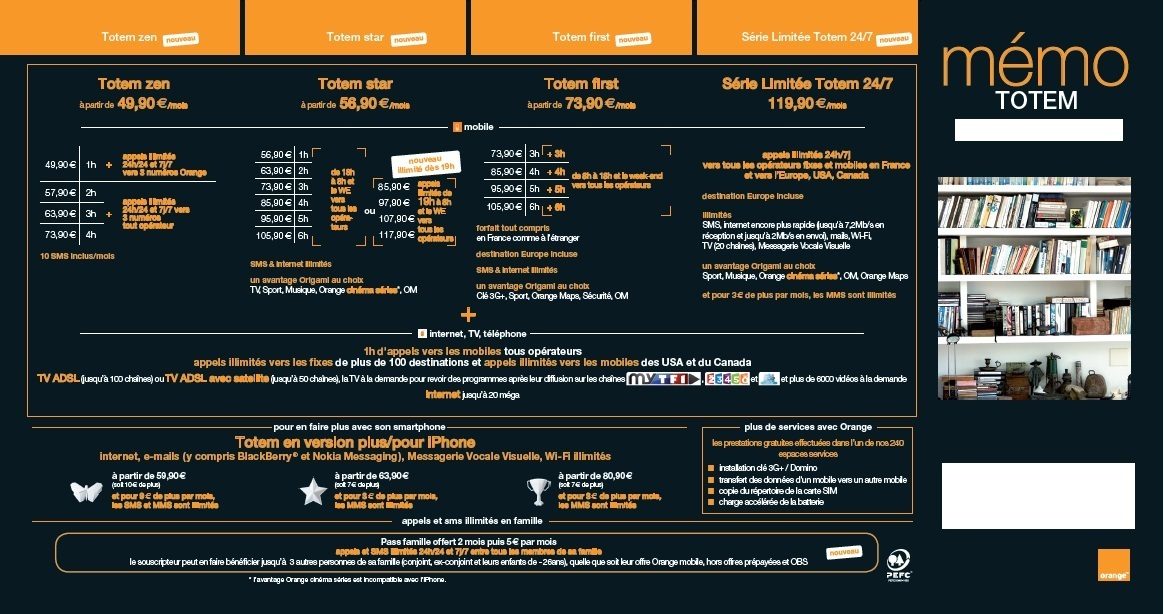 La plaquette qui présenterait les offres à venir d'Orange