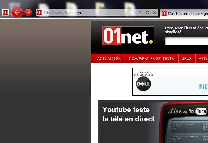 Petit raffinement d'IE9&nbsp;: les icônes changent de couleur en fonction du site visité.