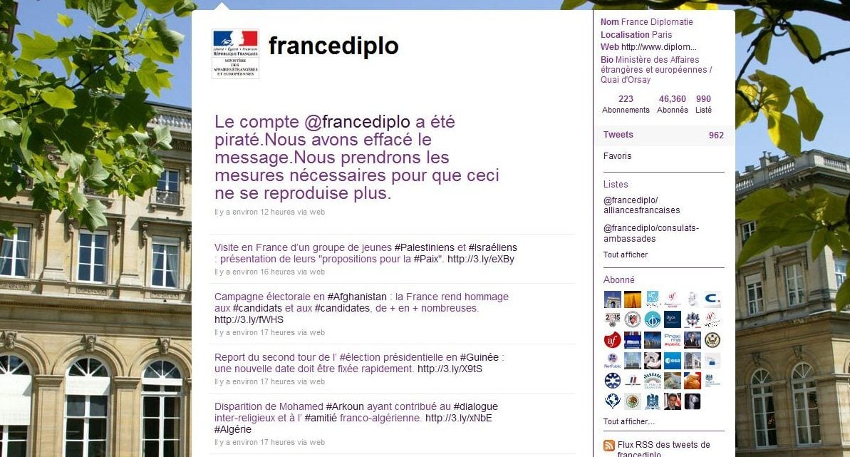 Le message d'excuses publié par le ministère